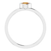 14K White 4.5 mm Natural Citrine Ring